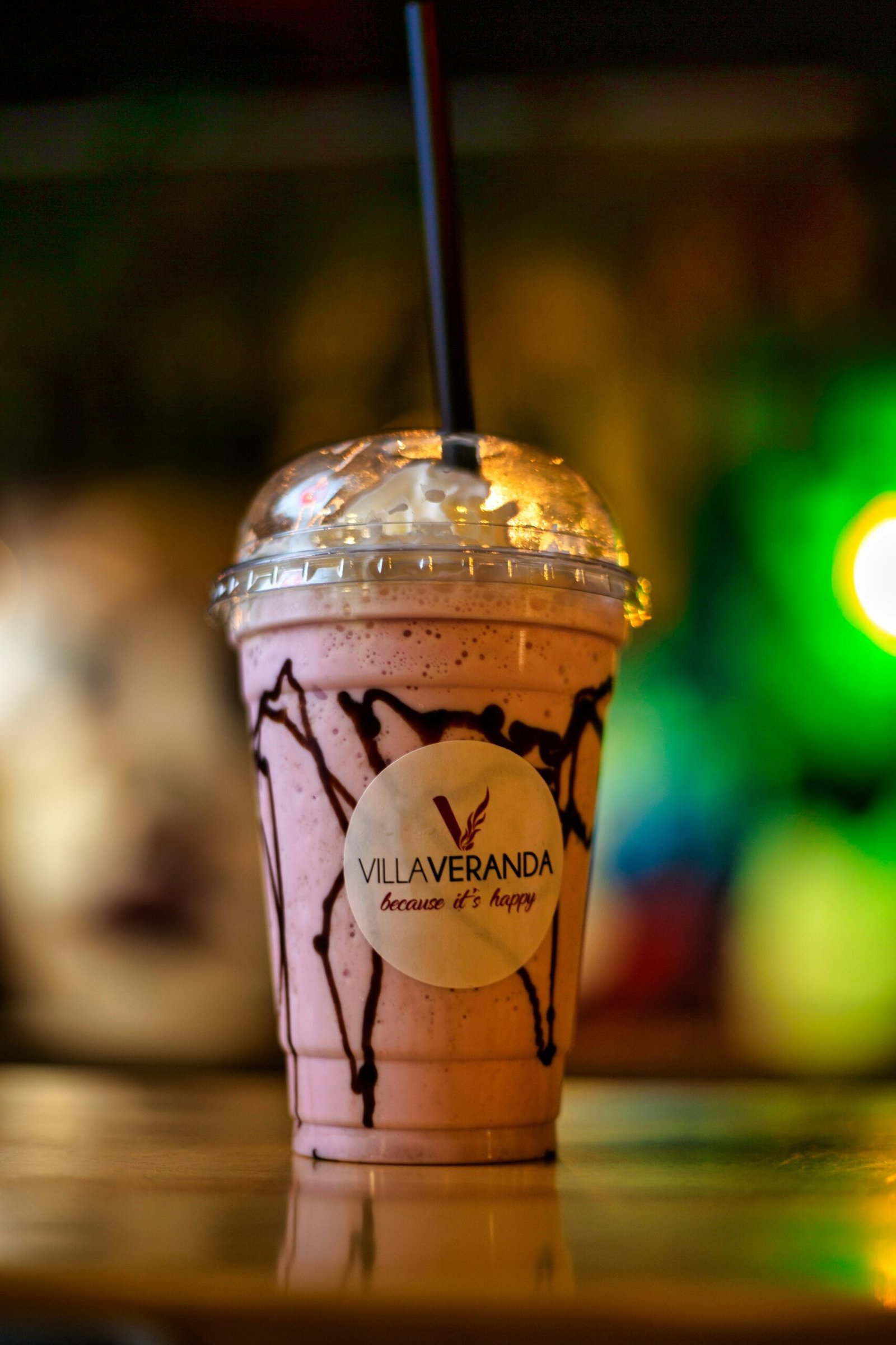 a close up of a drink on a table