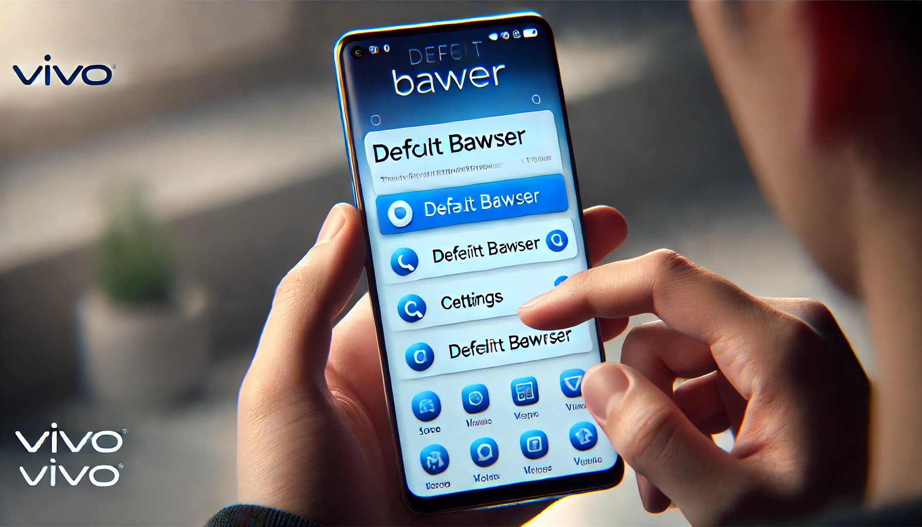 A user changing the default browser settings on a Vivo mobile phone.